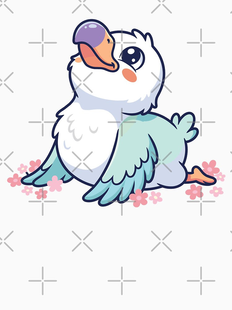 Kawaii Dodo Bird Cobra Pose — Bhujangasana Cherry Blossom Spring Yoga Gift by KawaiiStudioArt