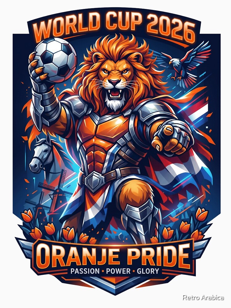 Oranje Pride Lion Football Art by Retro Arabica