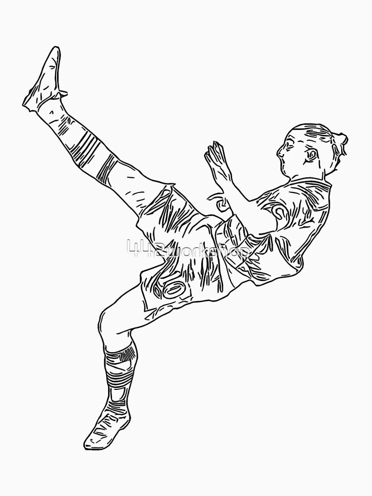 Zlatan Ibrahimovic Bicycle Karate Kick Sweden goal Line Art Black minimal by 442workshop