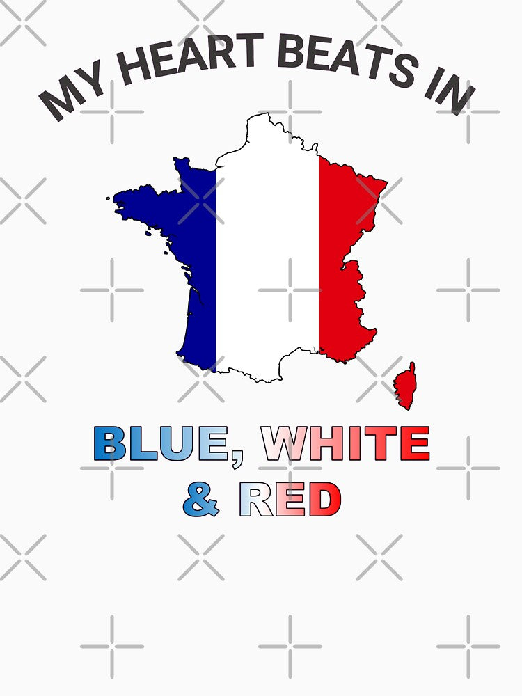 France Gallic Rooster - My Heart Beats in Blue White Red by FancifulDesign