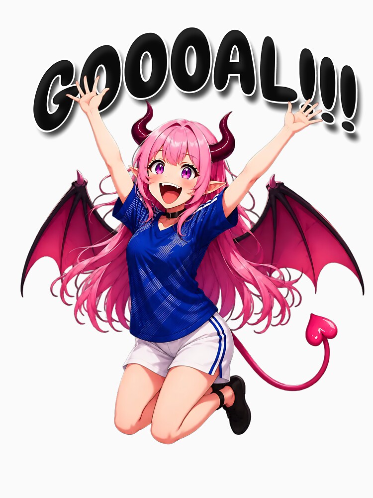 Noxie Goal Anime Sticker – Cute Demon Soccer Girl Blue Football Kawaii Celebration by NoxieCozyStudio