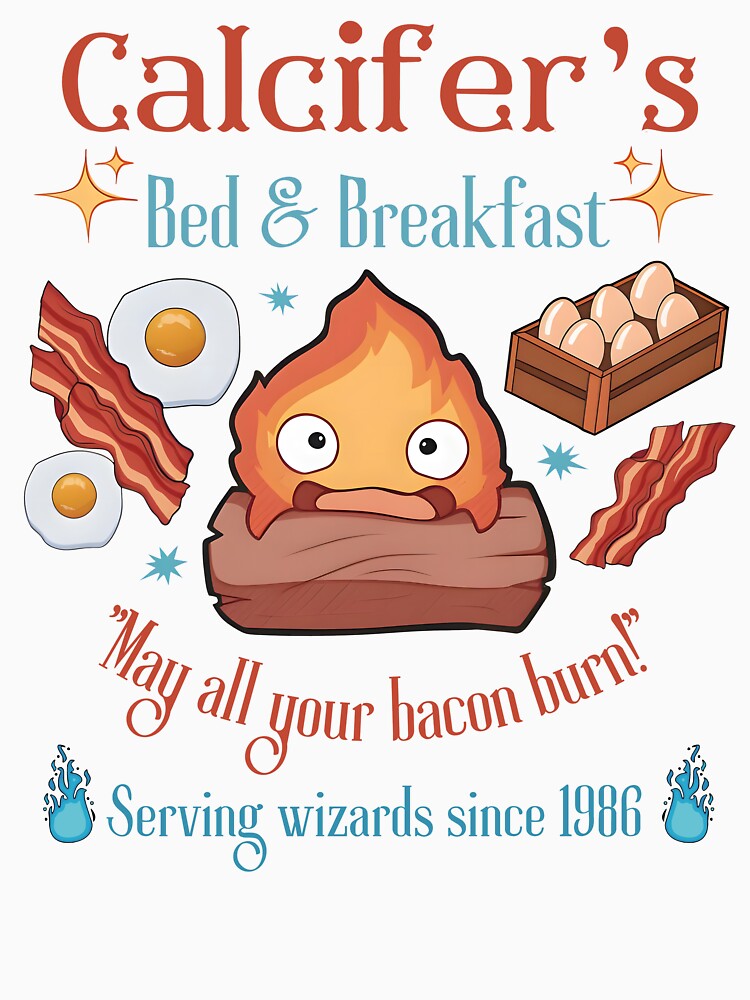 Howl’s Moving Castle Inspired Calcifer's Bed & Breakfast Unisex Softstyle T- Shirt , Anime Shirt, Howl and Sophie Shirt by HeroComeBack22