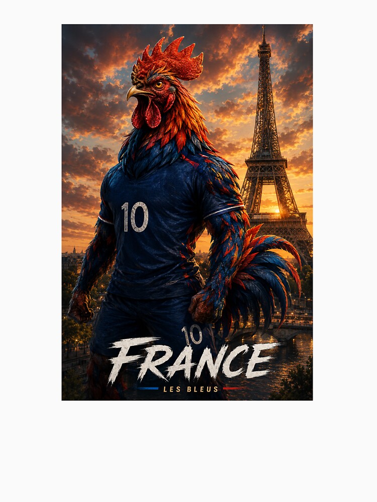 France Rooster Warrior Fantasy Football Art | Paris Fan Design by Adham2001