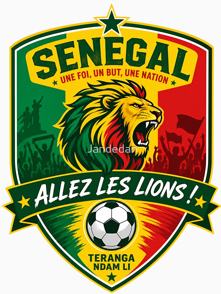 Senegal Football Fans Emblem — Green, Yellow & Red Vector Badge Design by Jandedan