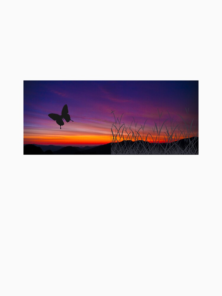 Butterfly Sunset Silhouette Moody Landscape by GraveyardGlam