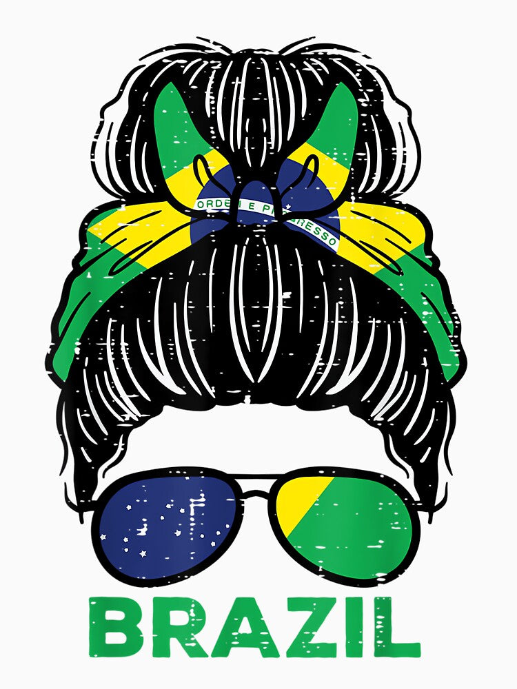 Brazil Flag Brasil Girl Hairbun Football Soccer Fan Women by knjisapueyesq