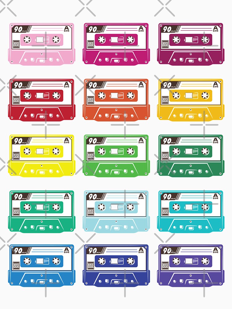Colorful Cassette Tapes, 80s, Retro Mix by ScarletCrownArt