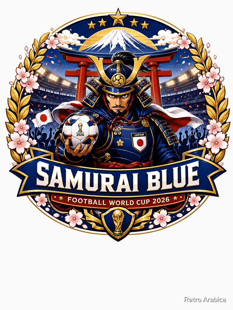 Samurai Blue Japanese Football Crest by Retro Arabica