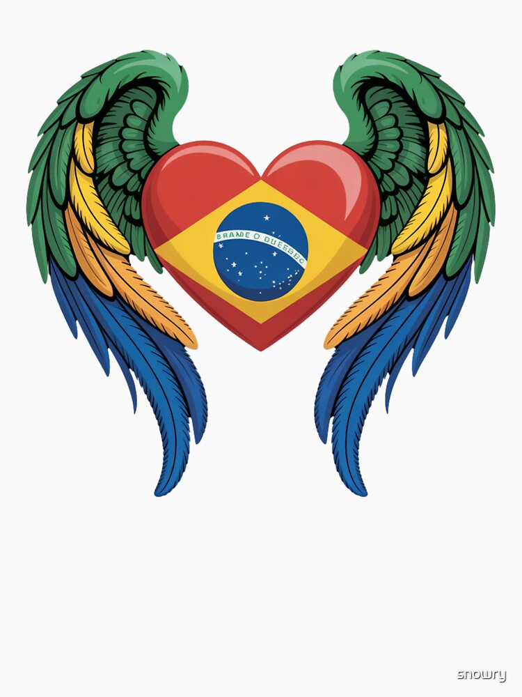 Brazil Flag Heart with Angel Wings National Pride by snowry