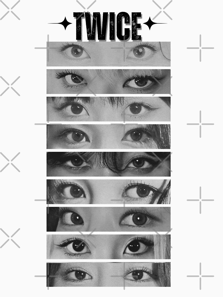 TWICE Eyes Kpop Girl Group Black And White Collage Design K-music south koreanCollage Cozy Y2K Vintage Design by HELL0WBELLO