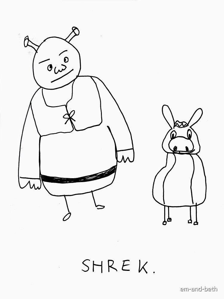 badly drawn shrek and donkey by em-and-beth