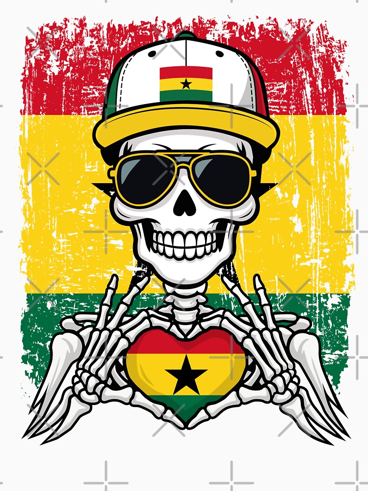 Ghana Pride Skeleton Art Tee by Colorful Designs