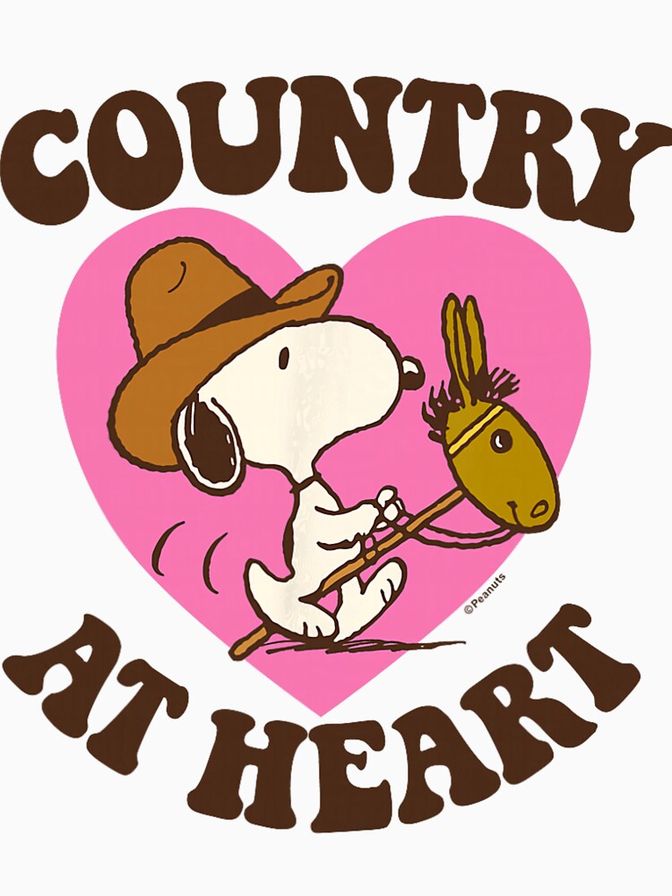 Peanuts Inspired Country Dog Art – Cute Western Heart Illustration by jimikoyallin