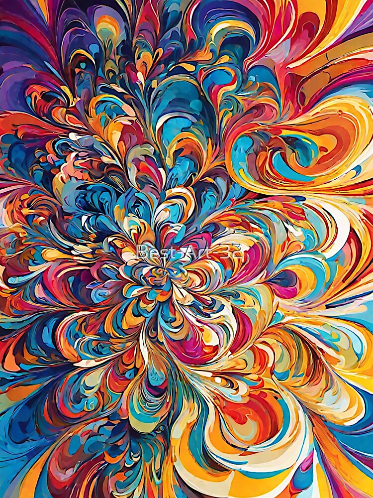 The vector art beautifully depicted and multi-colored flower, brusting with a kaleidoscope of hues by Best-Art-32