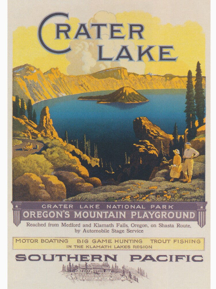 Crater Lake Oregon Vintage Travel Poster by vintagevivian