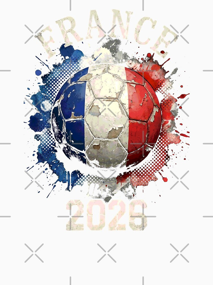France 2026 Football Art | Vintage Tricolor Soccer Ball Splash Design by Imaginationbeyond
