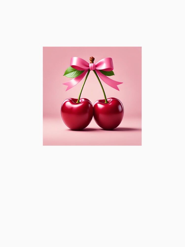 Sweet Cherries Tied With a Pink Bow | Cute Coquette Fruit Aesthetic by JomarysStickers