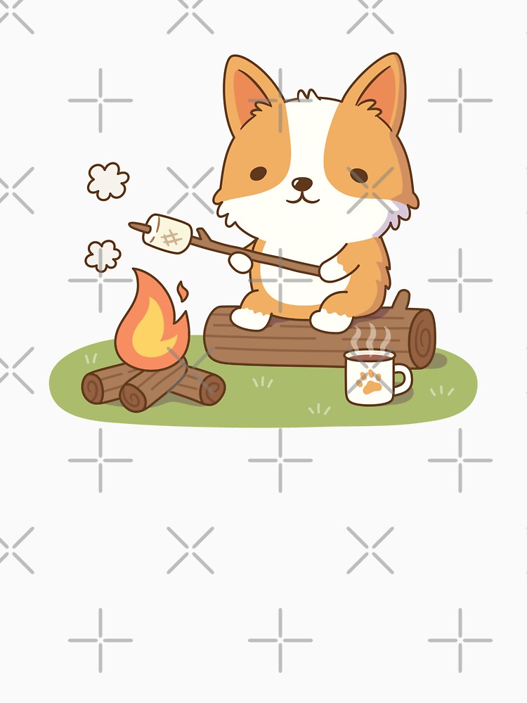 Corgi Toasting Marshmallow At Campfire by rustydoodle