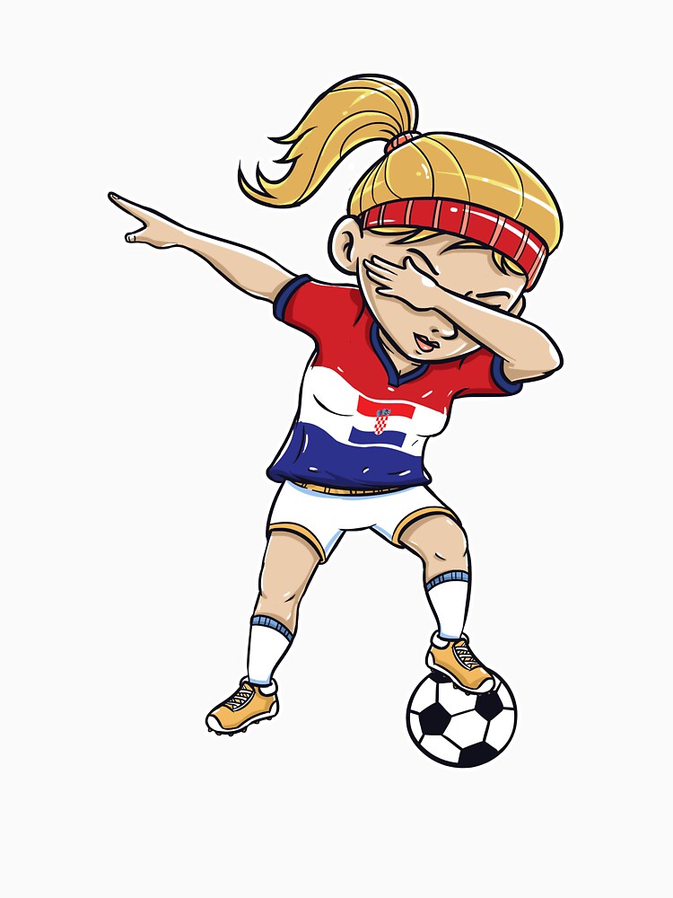 Dabbing Soccer Player Funny Croatia Fan T-Shirt girl by Pummli