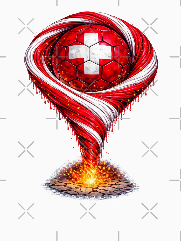 Switzerland Football Tornado: Red and White Vortex Art by FunToTheFullest