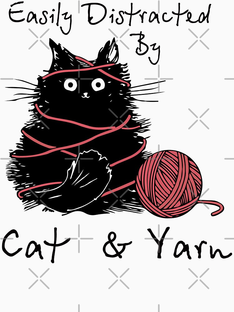 Easily Distracted By Cat And Yarn by printify