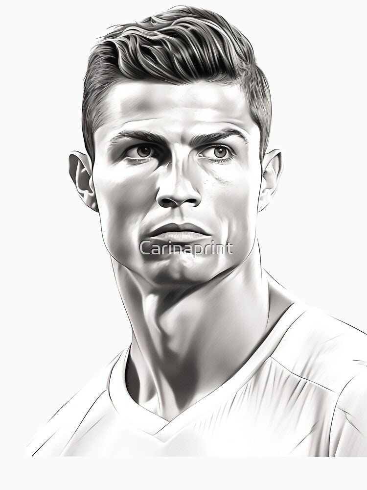 Portrait Cristiano Ronaldo black and white design by Carinaprint