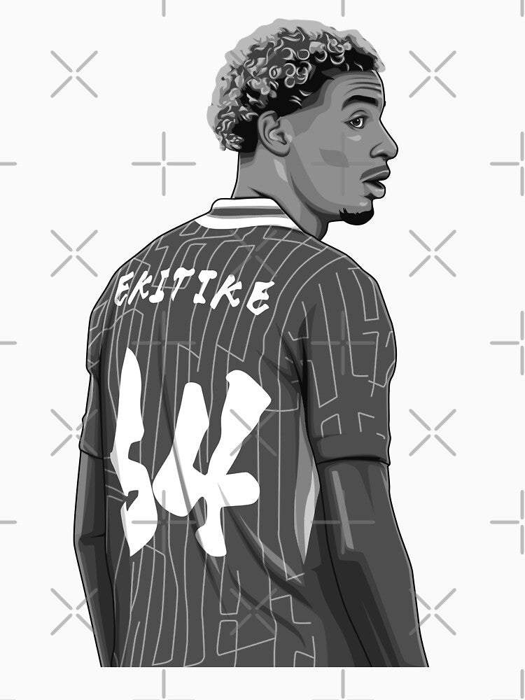 Hugo Ekitike Black and White Version by Aldduardo