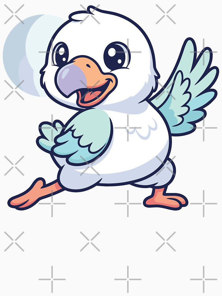 Kawaii Dodo Bird Equestrian Return Pose — Ashwa Sanchalanasana II Moon Yoga Gift by KawaiiStudioArt