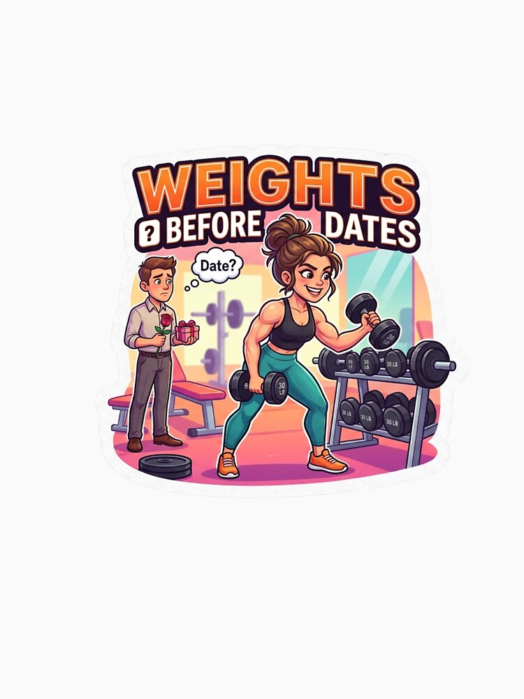 Weights Before Dates Funny Gym Sticker Fitness Humor Meme by ArmoniaJustin