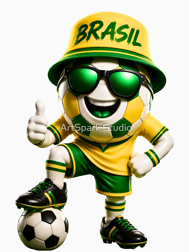 Brazil Soccer Mascot Funny Football Cartoon Graphic by ArtSpark Studio
