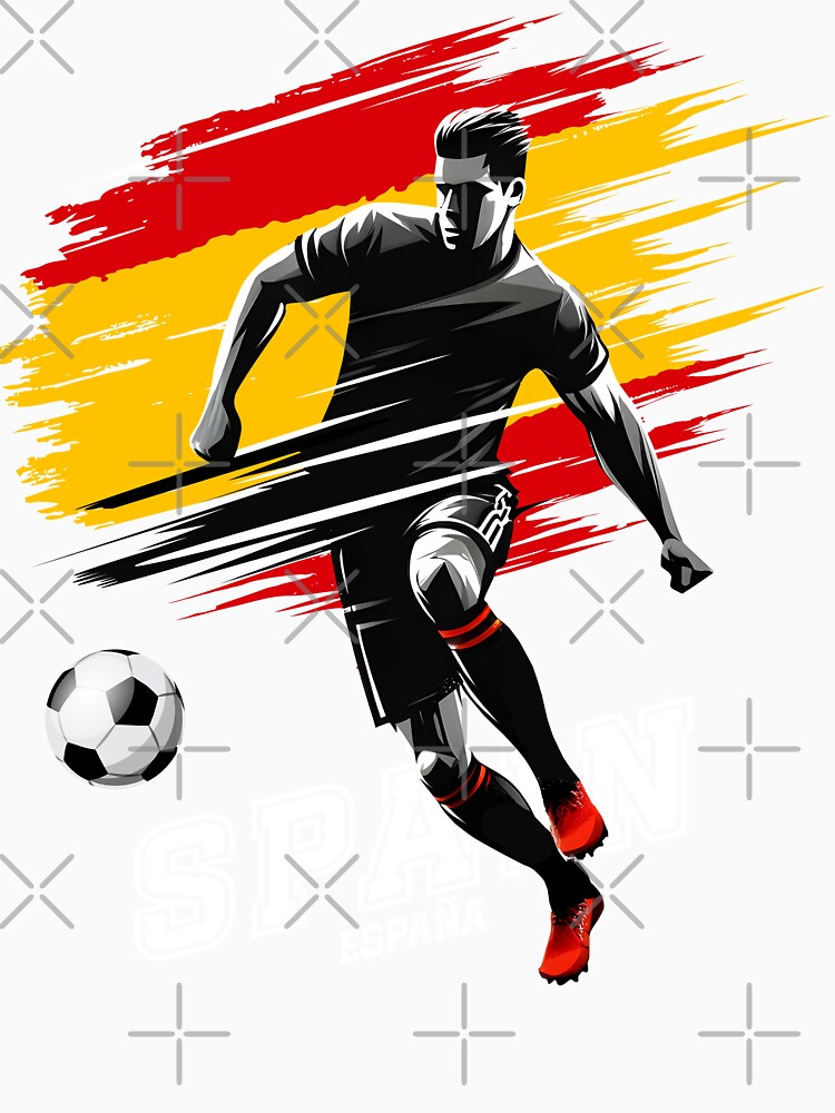 Football Soccer Spain Spanish Flag Banner Player Silhouette by Infinitee8hirts