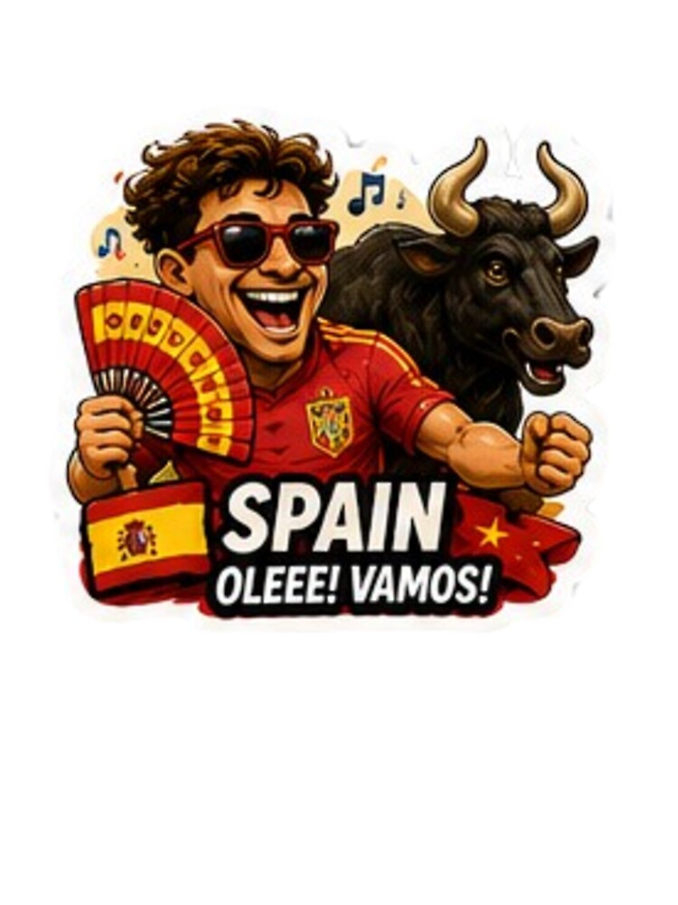 Spain 2026 Cartoon Football Fan Design by Pixanova