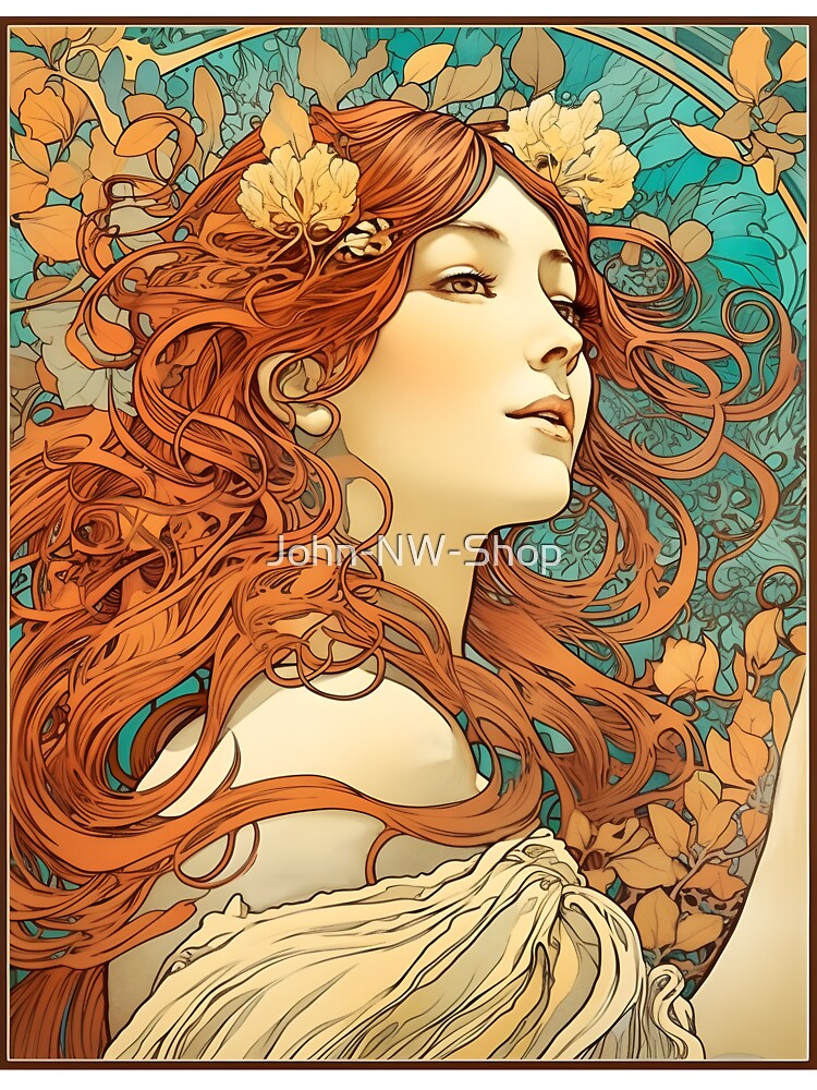 Goddess of Summer Alphonse Mucha Style Illustration by John-NW-Shop