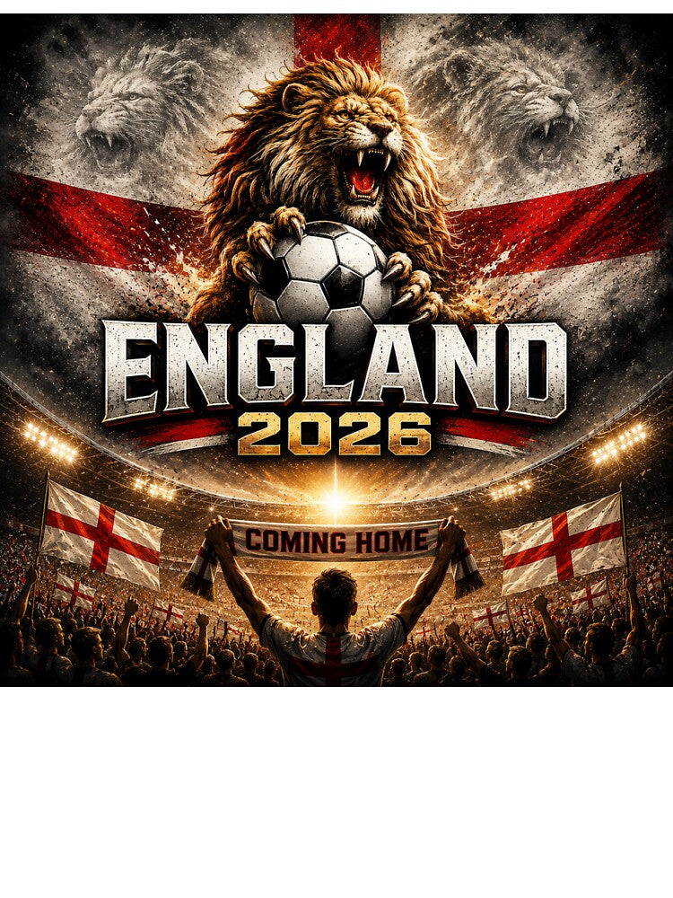 England 2026 Football Fan Design | Coming Home Lion Soccer Supporter Graphic by Winetastic-Art