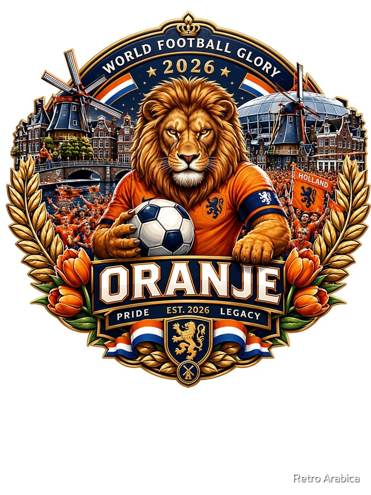 Oranje Lion Football Fan Crest by Retro Arabica