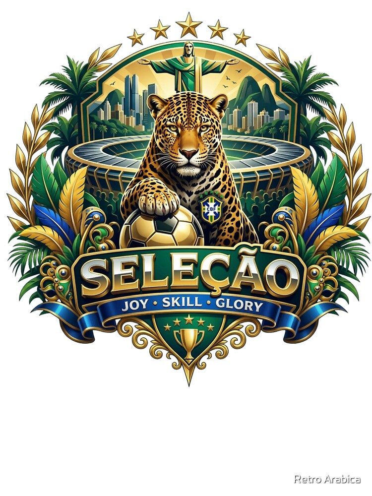 Brazil Jaguar Football Fan Crest by Retro Arabica