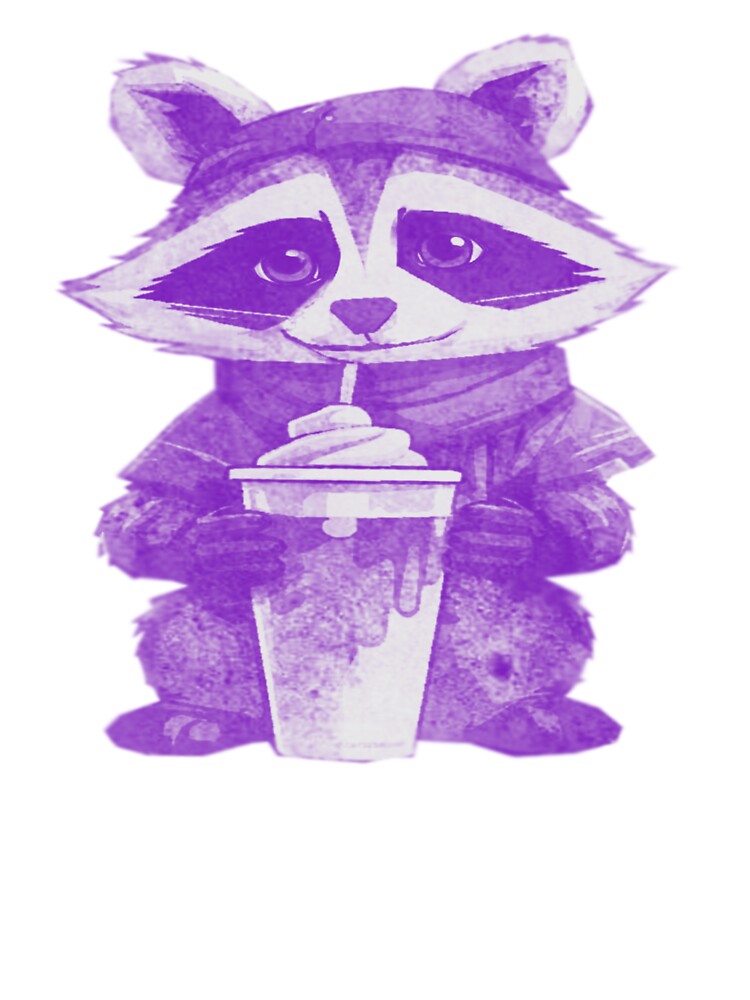 Raccoon Drinking Iced Coffee by kinpirks