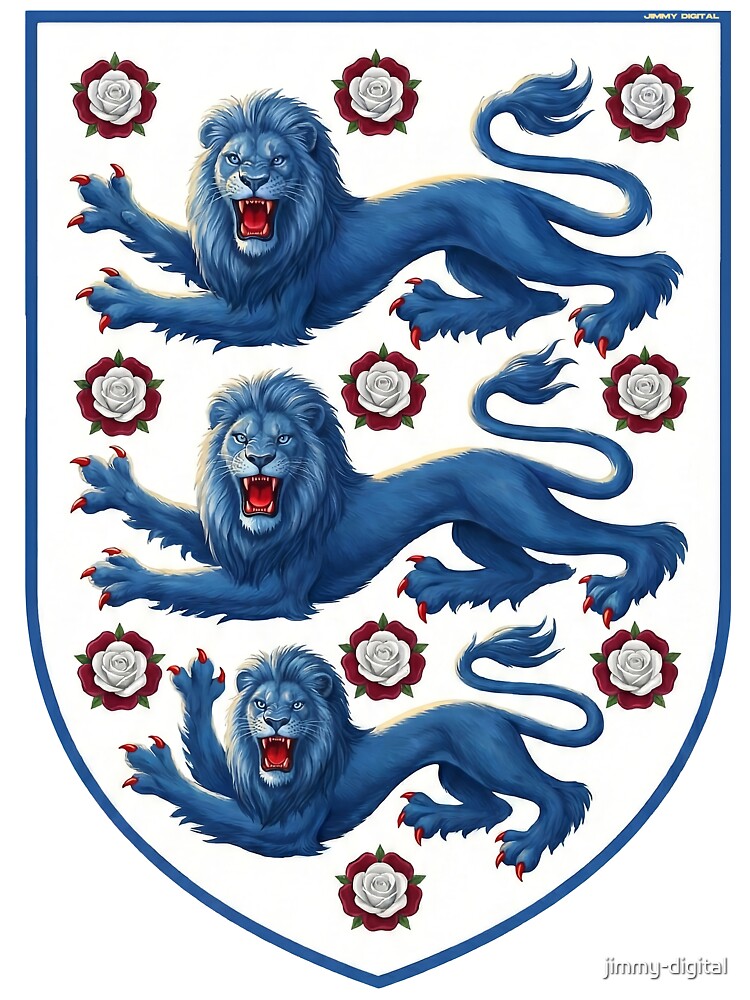 England Blue Lions & Roses Football Fan Heraldry by jimmy-digital