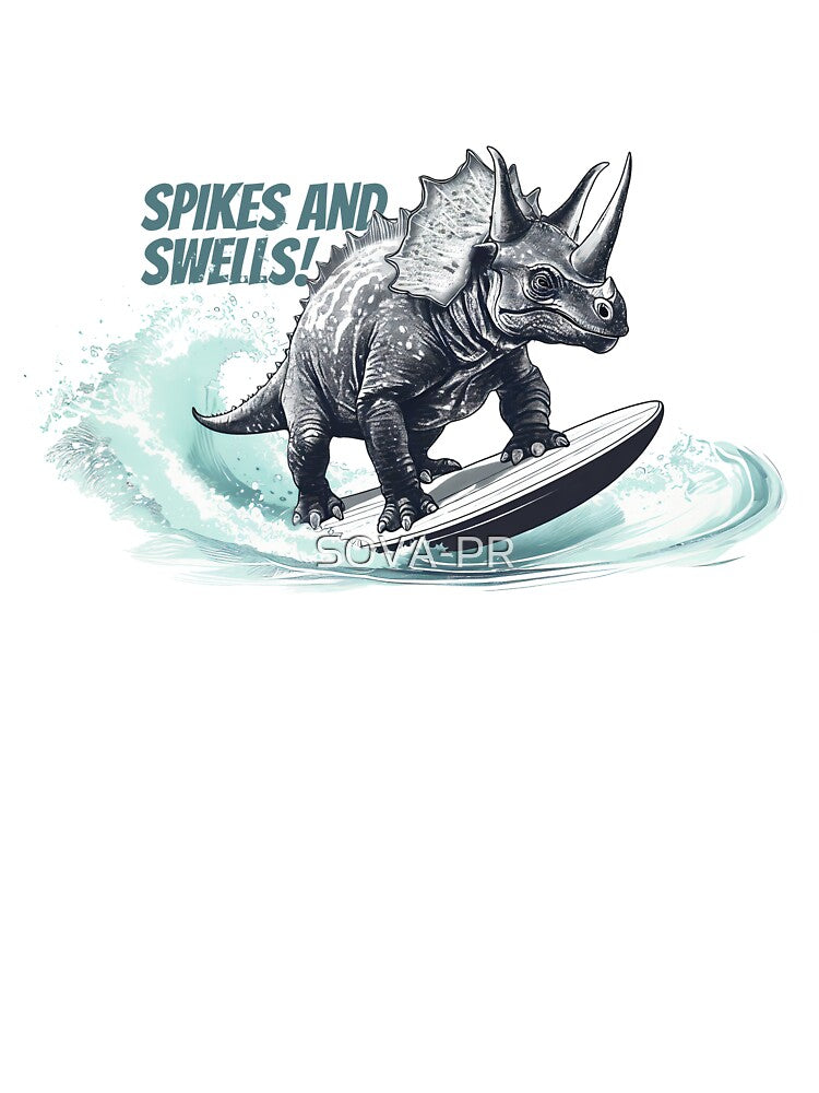 Dinosaur Surfing Funny T-shirt by SOVA-PR
