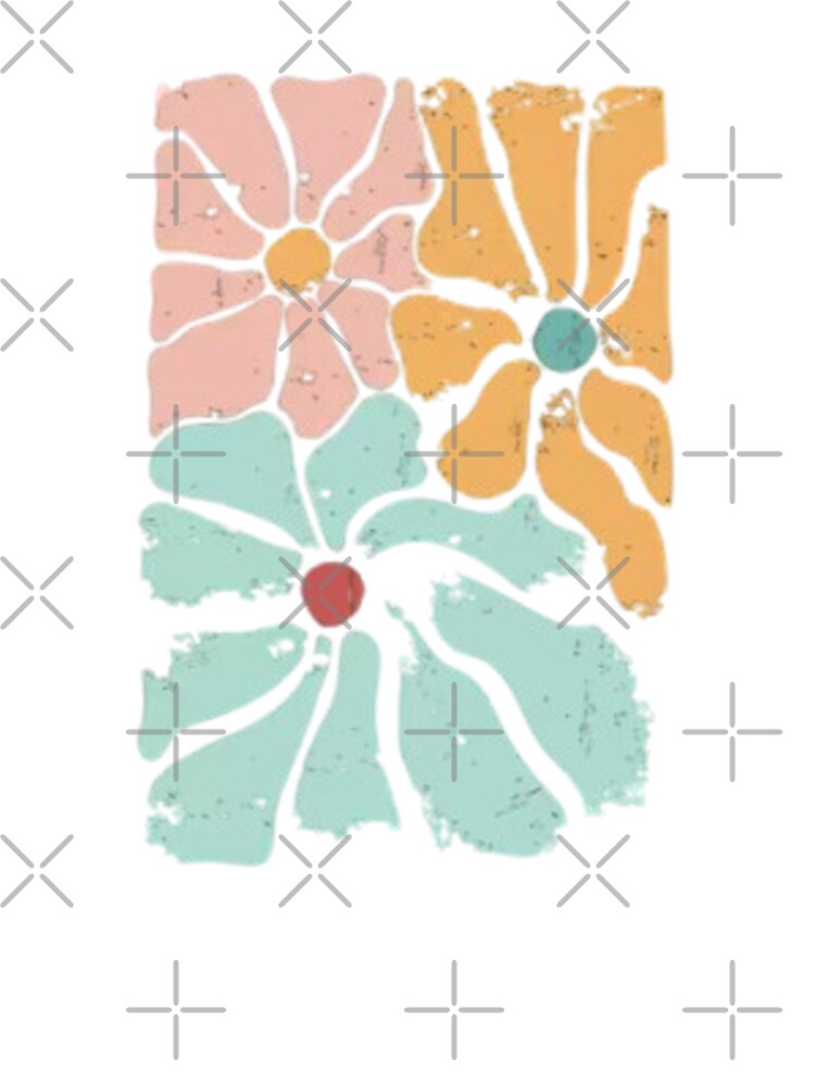 Retro pastel flower cluster with groovy seventies vibe and distressed vintage texture floral aesthetic by QuotinTs