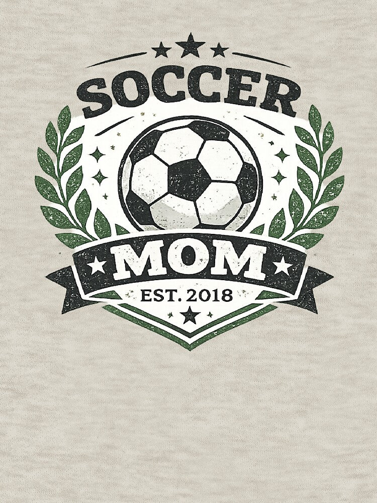 Soccer Mom Est 2018 Vintage Badge Laurel Wreath Soccer Ball Graphic by HobsS
