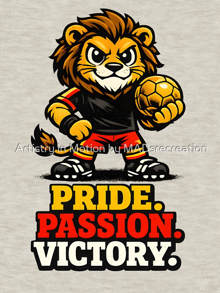 Cute Belgium Lion Football Mascot – Pride. Passion. Victory. Soccer Supporter Sticker, T-Shirt & Vector Design by  Artistry in Motion by MADsrecreation
