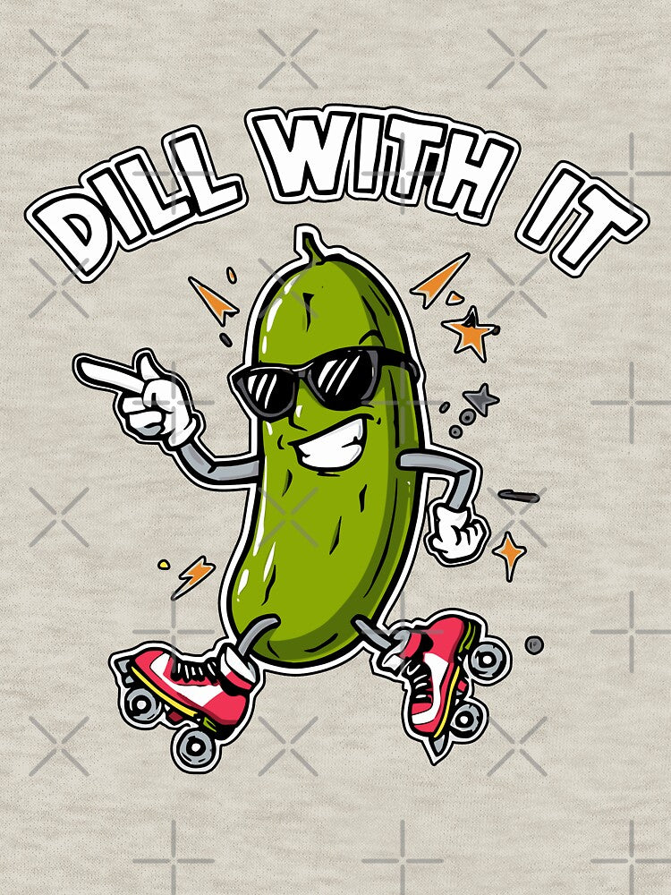 Dill With It Funny Pickle Roller Skating Pun Design by ArtDesignTp