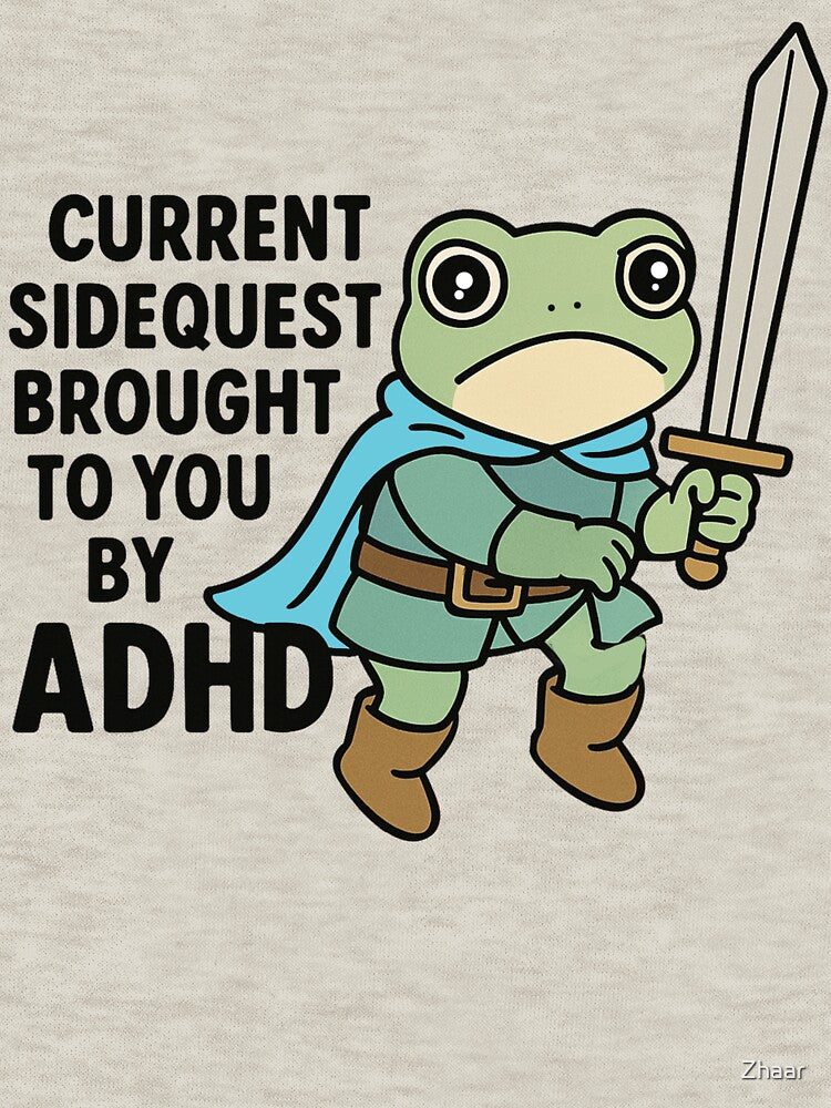 Current Sidequest ADHD Frog Warrior Adventure Meme by Zhaar