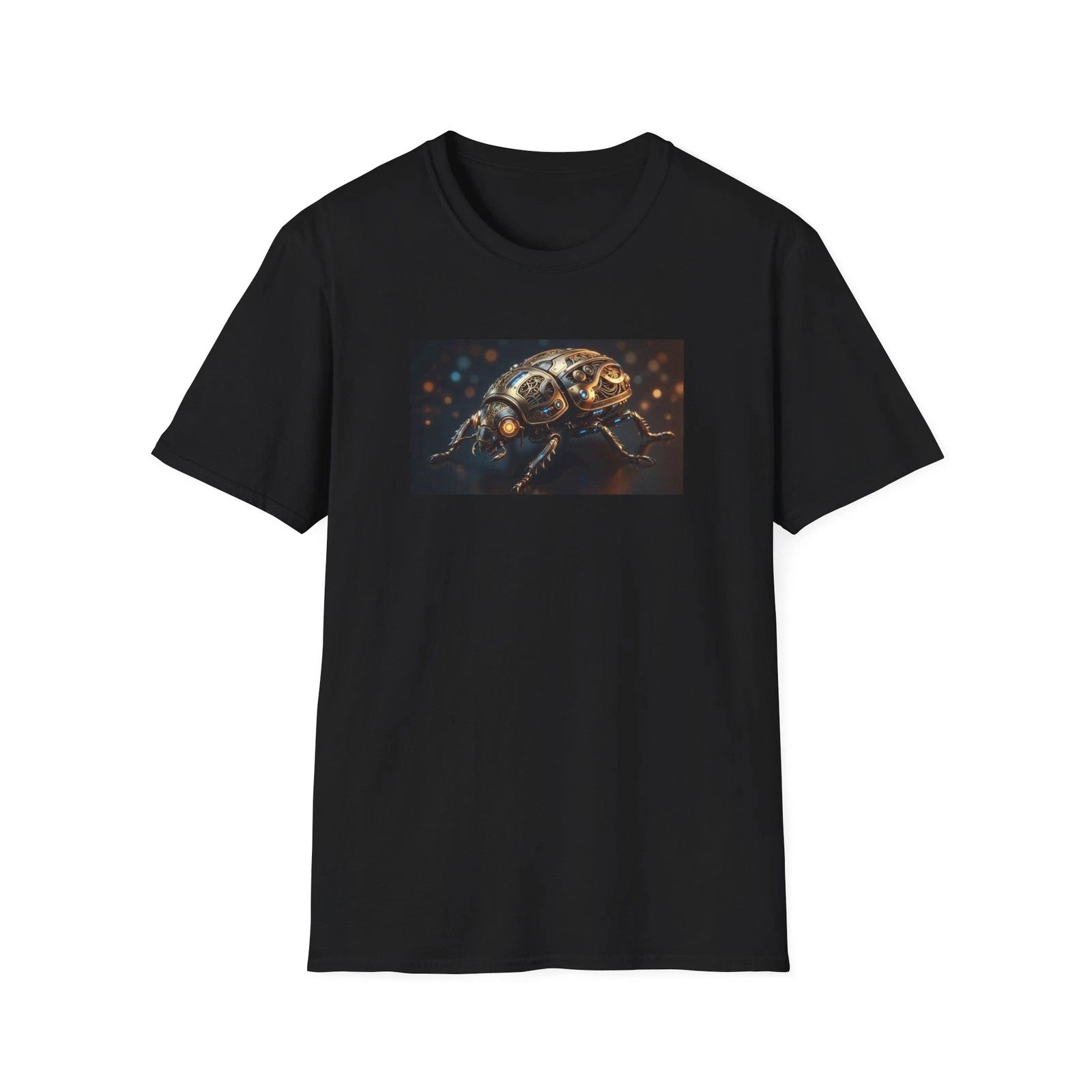 Digital Beetle T-Shirt Futuristic Steampunk Insect Graphic Tee Sci-Fi Streetwear