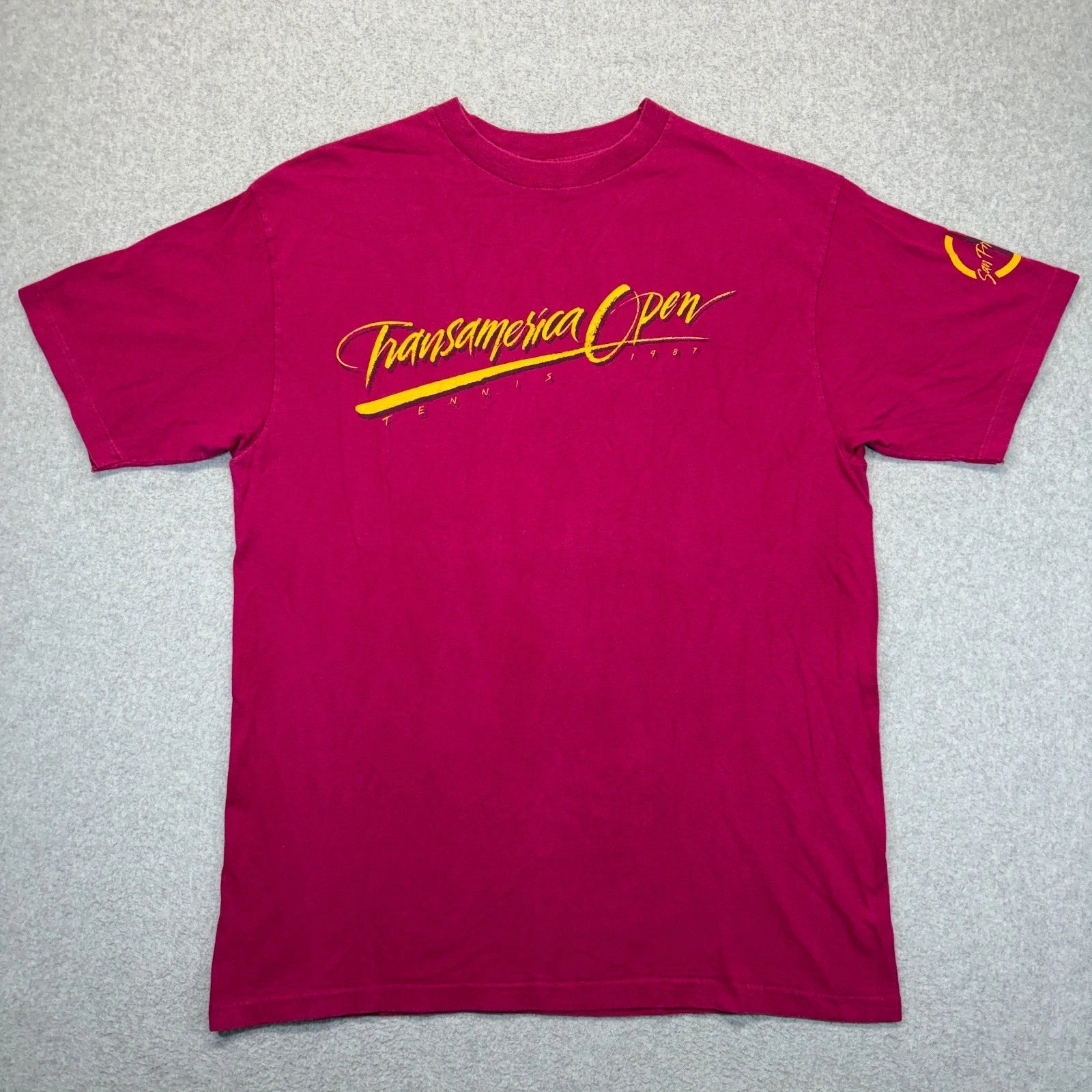 Vintage Hanes Beefy T T-Shirt Men’s XL Pink Transamerica Open Tennis 1987 USA