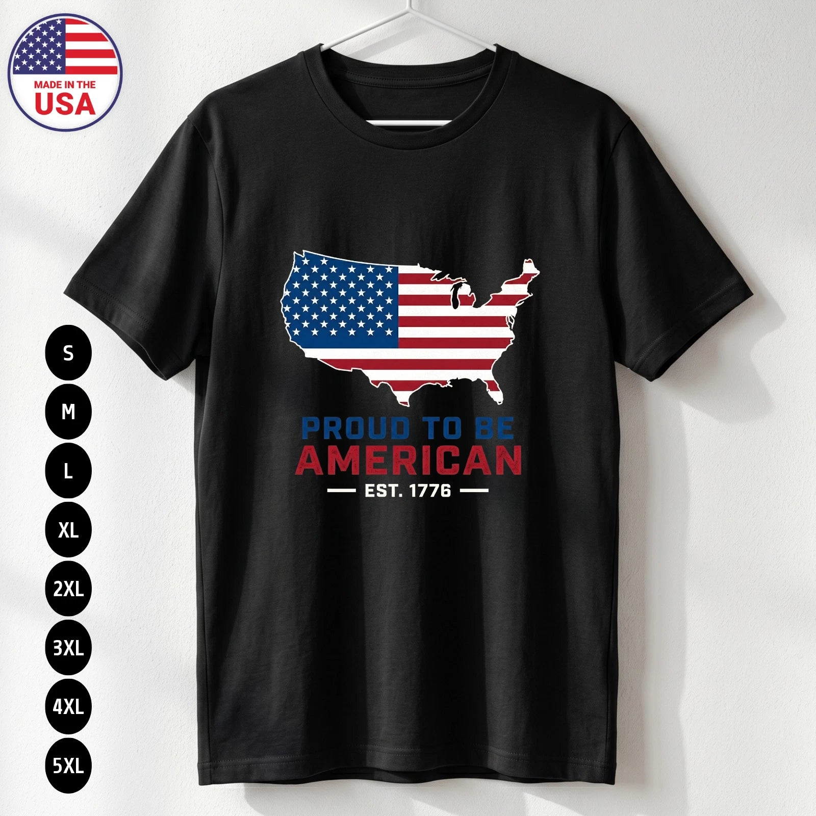 Proud to Be American T Shirt 4th of July USA Flag Patriotic Gift S-5XL