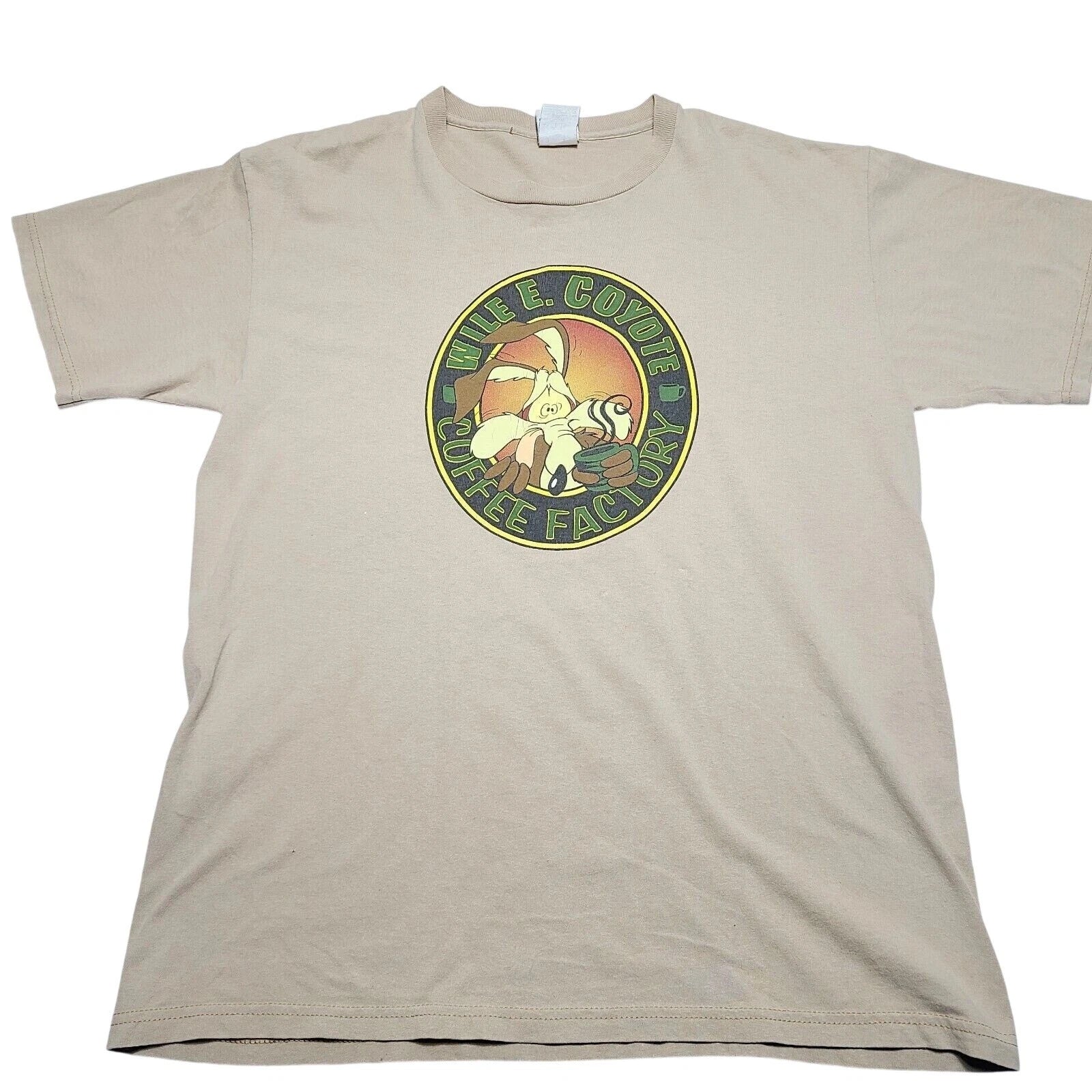 Vintage Wile E. Coyote Coffee Factory Six Flags Amusement Park T-Shirt Large 90s