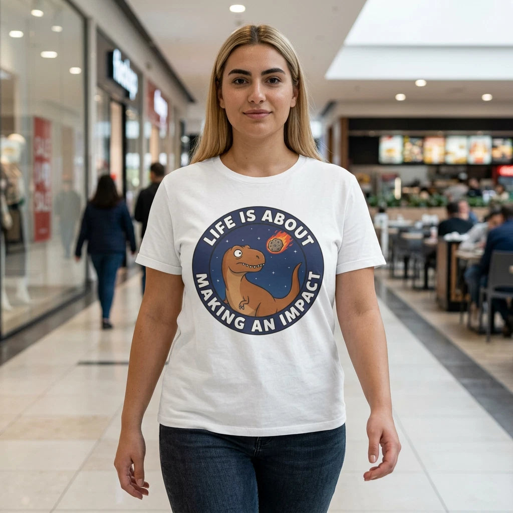 Life Is About Making An Impact T-Shirt | Dinosaur Meteor  cute funny saying