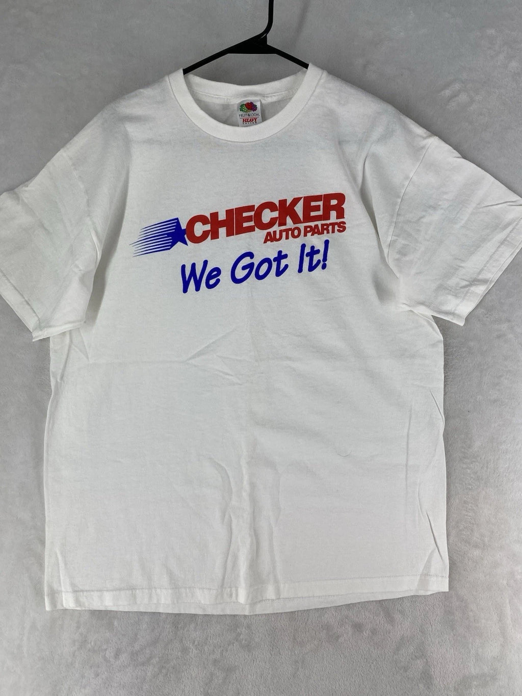 Vintage Checker Auto Parts Shirt Men XL White Y2K Fruit Of The Loom Heavy